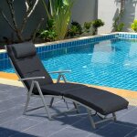 Transat bain de soleil chaise longue pliable dossier r�glable avec matelas avec accoudoirs m�tal �poxy ...