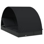 Transat chaise longue bain de soleil 2 places avec toit rond noir 211x112x140 cm