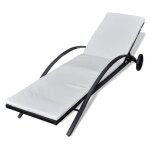 Transat chaise longue bain de soleil lit de jardin terrasse meuble dext�rieur avec coussin et roues r�sine ...