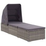 Transat chaise longue bain de soleil lit de jardin terrasse meuble d exterieur avec auvent et coussin ...