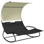 Transat chaise longue bain de soleil lit de jardin terrasse meuble d exterieur double a bascule avec ... Transat chaise longue bain de soleil lit de jardin terrasse meuble d exterieur double a bascule avec ...