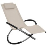 Transat chaise longue bain de soleil lit de jardin terrasse meuble d exterieur pour enfants acier creme ...