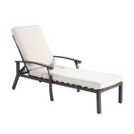 Transat chaise longue de patio avec coussin en coton inclinable coussin beige impermable
