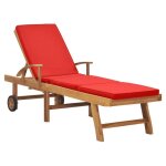 Transat chaise longue - teck - rouge - dossier rglable - repose - pieds ajustable - table coulissante ...
