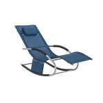 Sobuy chaise longue transat pliable aluminium ? bain de soleil ergonomique � bascule relax bleu marine ...