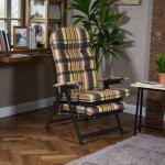 Transat mary orange en m�tal avec rallonge et coussin rembourr�