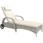 Transat - outsunny - inclinaison r�glable multipositions - matelas t�ti�re accoudoirs roulettes - r�sine ...