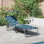 Transat pliant - motif feuilles - accoudoirs r�glables - r�sistant aux intemp�ries - 1 personne
