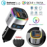 Transmetteur fm bluetooth qc3. 0 fm metteur main libre kit bluetooth adaptateur radio chargeur de voiture ...