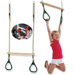 Trapze en bois avec anneaux de gymnastique en plastique aire de jeux intrieure et extrieure balanoire ...