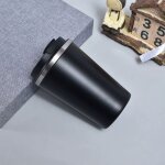 Travel mug isotherme?noir 380ml?thermos caf� & th� en inox - 6h chaud et 12h froid - sans bpa �tanche ...