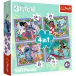 Puzzle 4 en 1 - trefl - crazy day lilo & stitch - 35 / 48 / 54 / 70 pi�ces - multicolore - d�s 4 ans