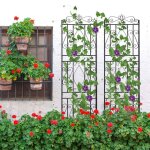 Treillis de jardin - lot de 2 - support pour plantes grimpantes en m�tal - noir