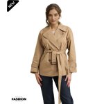 Trench femme - camel - ceintur� - manches longues - 100% polyester