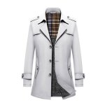Trench coat homme chaud doubl polaire veste mi - longue couleur unie pour automne hiver - gris clair ...