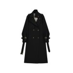 Trench - coat uni pour femme vitata - avec poches et ceinture - noir