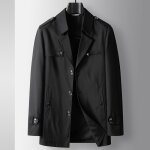 Trench homme col rabattu casual mi - longue business mi - saison - noir