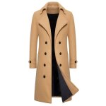 Trench vitata long homme  double boutonnage ? coupe ajuste en laine ? chaud et lgant automne hiver ...