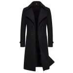 Trench vitata long homme  double boutonnage ? coupe ajuste en laine ? chaud et lgant automne hiver ...