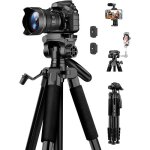 Trepied appareil photo 190cm - alluminio portable pour canon / nikon / sony dslr + smartphone / iphone ...