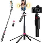 Trpied selfie 180cm avec 2 lumires trpied extensible pour iphone support trpied selfie avec tlcommande ...