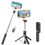 Trepied smartphone - perche a selfie - 170 cm - avec tlcommande sans fil et remplir la lumire - compatible ...