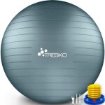 Tresko ballon de gymnastique grey - bleue 55 cm anti - clatement boule dassise balle de yoga balles ...