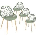 Tressie - lot de 4 chaises vertes coque arrondie