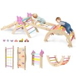 Triangle descalade pliables costway jouet montessori en bois massif aire de jeux avec arche � th�me licorne ...
