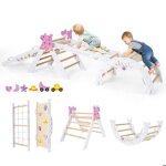 Triangle descalade pliables costway jouet montessori en bois massif aire de jeux avec arche � th�me licorne ...