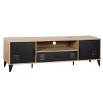 Tribeca - meuble tv - effet bois et m�tal noir - 2 portes et 1 tiroir - 160 cm - bois / noir