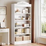 Tribesigns biblioth�que arqu�e de 190 cm avec �tag�res de rangement grande biblioth�que ouverte blanche ...
