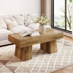 Tribesigns table basse rectangulaire - 120 x 60 x 50 cm - bois - tables dappoint centrales avec base ...