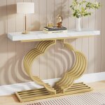 Tribesigns table console dorée de 105 cm table dappoint en faux marbre table dentrée moderne blanche ... Tribesigns table console dorée de 105 cm table dappoint en faux marbre table dentrée moderne blanche ...