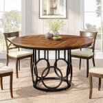 Tribesigns table � manger ronde pour 4 personnes - 120 x 120 x 75 cm - avec pied en m�tal - table de ...