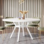 Tribesigns table de salle  manger ronde 120 cm table de cuisine moderne petite table  manger pour salle ...