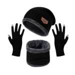 Tricots ensemble chauds dhiver double polaire bonnet charpe gants dcran tactile pour homme femme 3 ...