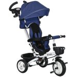 Tricycle 6 en 1 pour enfants - homcom - poigne de pousse, sige rversible, panier, auvent, ceinture ...