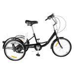 Tricycle pour adultes 8 vitesses hauteur de siège réglable noir Tricycle pour adultes 8 vitesses hauteur de siège réglable noir