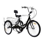 Tricycle adulte système de vitesses 7 vitesses forte capacité de charge noir Tricycle adulte système de vitesses 7 vitesses forte capacité de charge noir