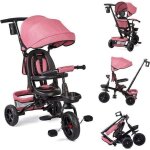 Tricycle �volutif pour b�b� enfant 1 - 5 ans avec si�ge pivotant et parasol d�pliable - rose