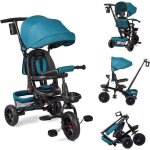 Tricycle evolutif enfant - 1 � 20 kg v�lo b�b� avec guidon poussoir si�ge r�versible poign�e parent panier ...