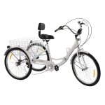 Tricycle pliable pour adultes capacit� de charge �lev�e hauteur de si�ge r�glable rouge blanc