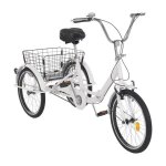 Tricycle pliant 20 (blanc) - v�lo � trois pliant 20 - v�lo en acier � haute teneur en carbone pour adulte ...