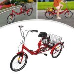 Tricycle pliant 20 pouces - vlo  3 roues 20 - tricycle pour adulte (rouge) - tricycle portable en acier ...