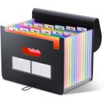 Trieur document a4 - 12 pochettes rangement papier administratif - noir avec couvercle - dossiers de ...