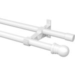 Tringles  rideaux double 76 - 113cm tringle  rideau extensible avec embouts ronds avec supports tringle ...