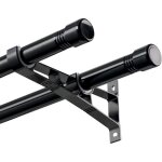 Tringle � rideaux double extensible en m�tal pour rideaux occultants � ?illets - 76 � 149 cm - noir