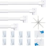 Tringle � rideau extensible sans per�age r�glable - pvc adh�sif pour rideaux en maille et � crochets ...