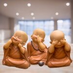 Trio de statues bonzes - ne rien voir - ne rien entendre - ne rien dire - d�coration zen - id�e cadeau ...